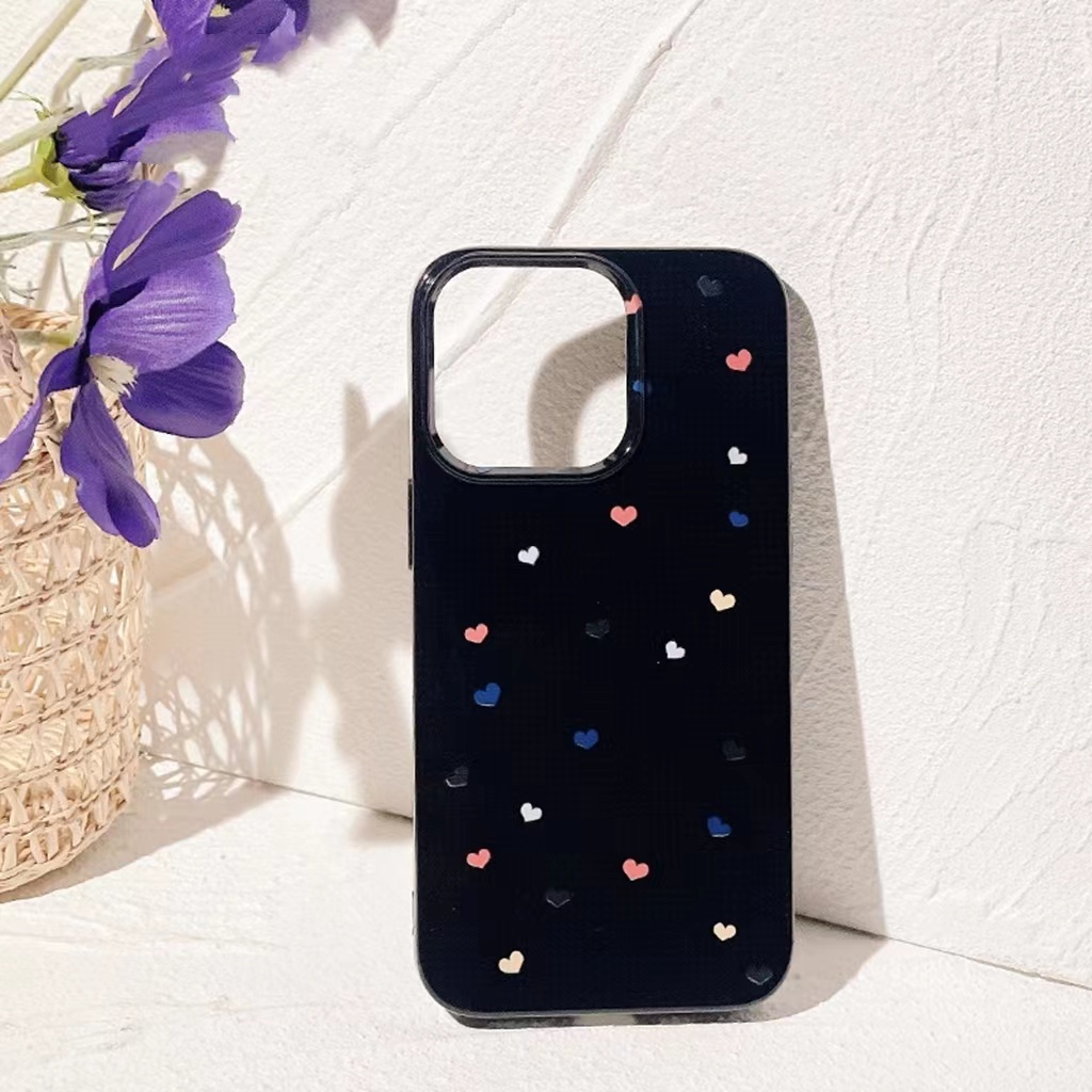 IPHONE Ins Pola Hati Cocok Untuk Iphone14 14pro 14plus 13 13mini 13pro 13prm iPhone12 7Plus 8Plus Xr XS 13 12mini Pro Max Empat Sudut Casing Ponsel Tahan Guncangan