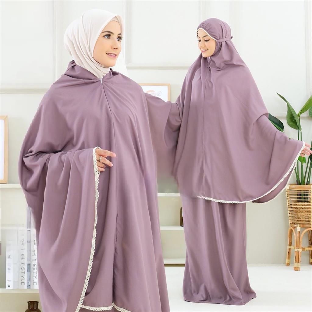 Mukena Dewasa 2 IN 1 - Mukena Travelling Katun Renda Premium