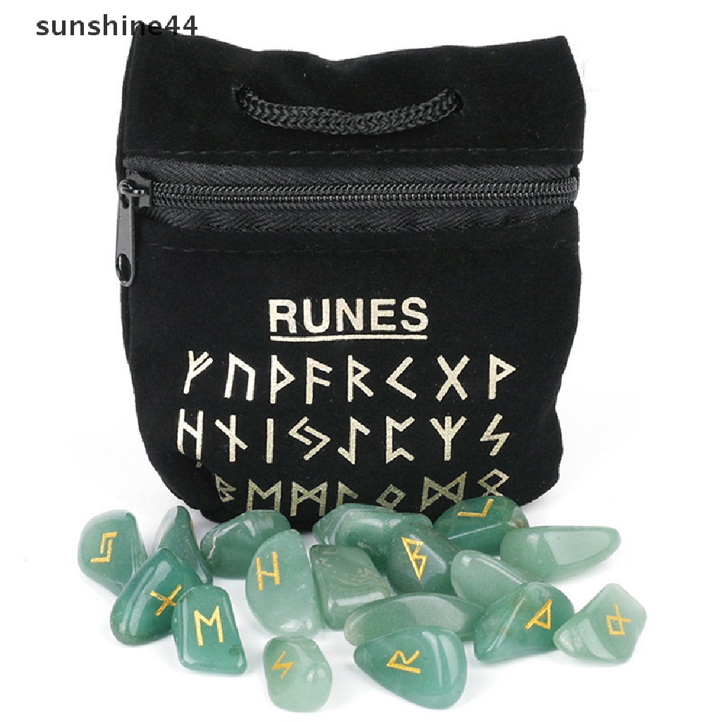 Sunshine Rune Stones Rune Stones With Storage Bag Penyihir Runes Set Batu Ramalan Kristal Alami Untuk Dowsing Meditasi Balancing ID
