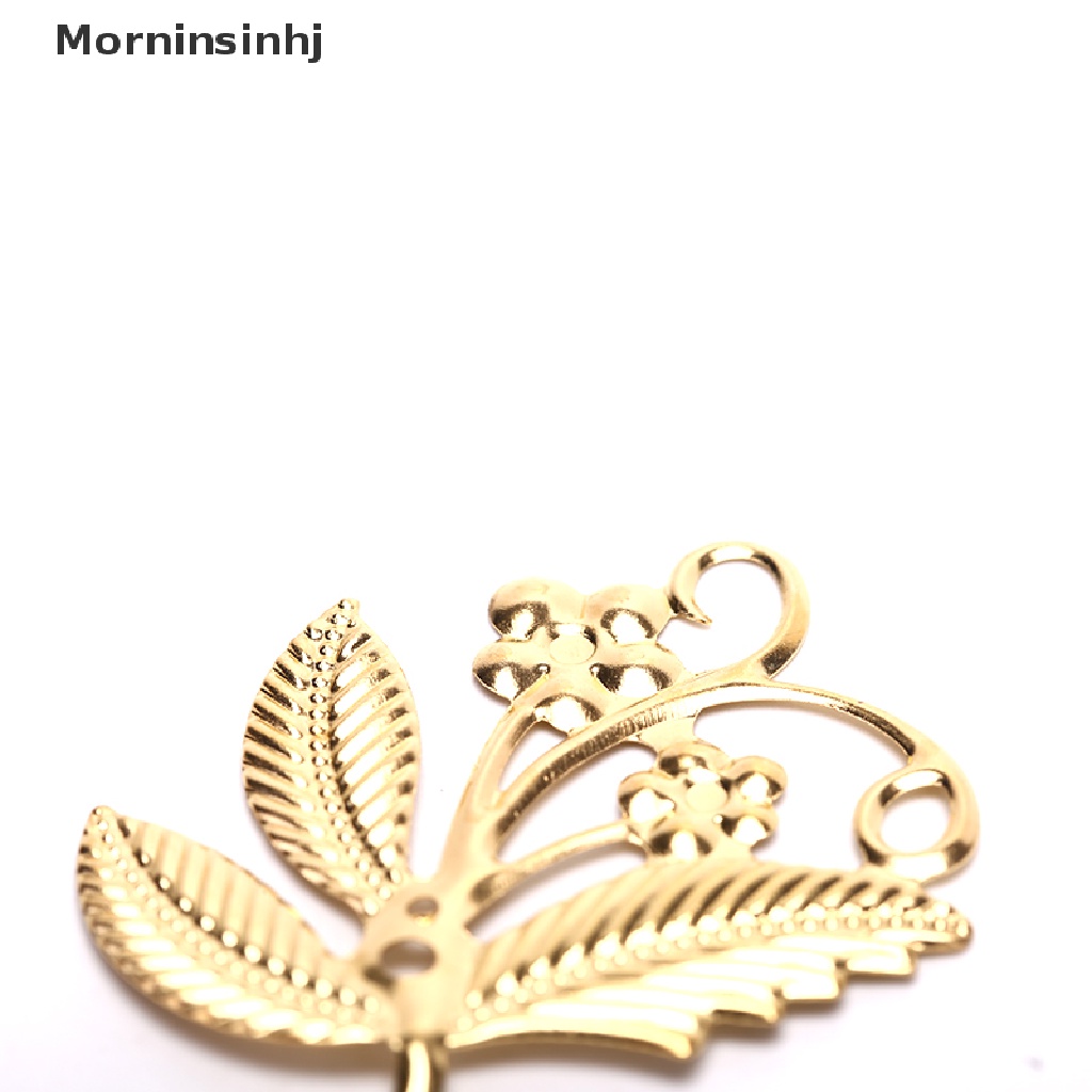 Mornin 50Pcs Vintage Metal Leaf Kerawang Bunga Slice Ch DIY Craft Membuat Perhiasan id