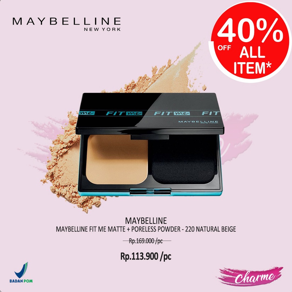 (READY &amp; ORI) Maybelline Fit Me Matte Poreless Pressed Powder Foundation BPOM