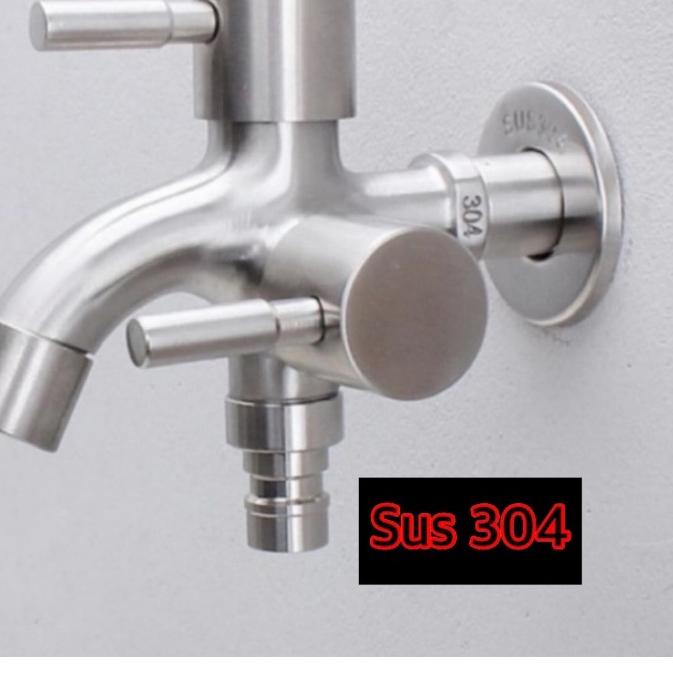 ♕ Promo kran double asli stanlis steel sus 304 kran shower kran cabang ss  sus 304 KRAN STANLIS ASLI