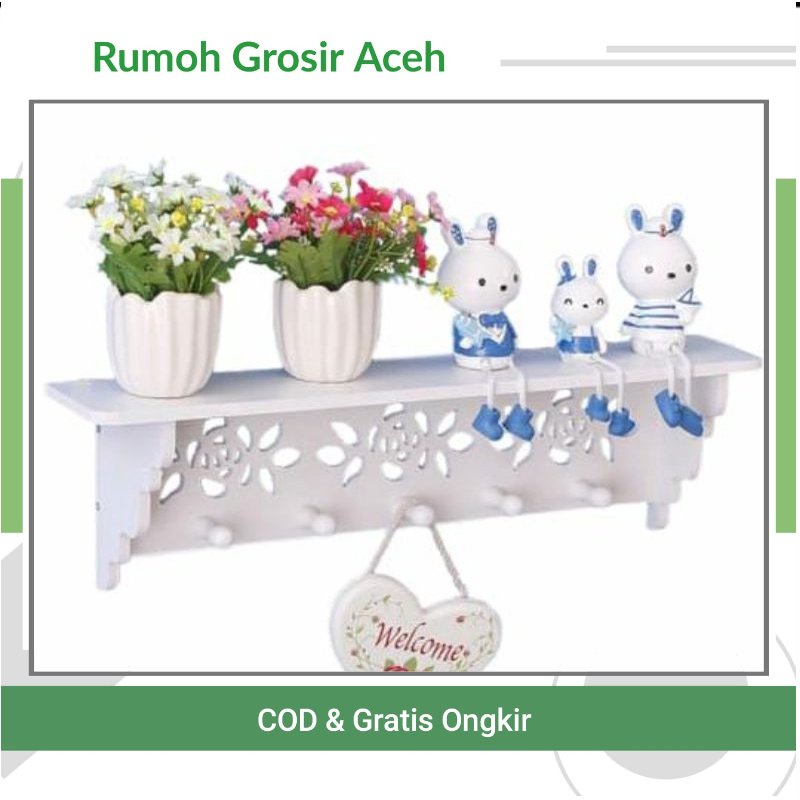 [ACEH] RAK SHABBY 5 HOOK / Rak Display ada gantungan
