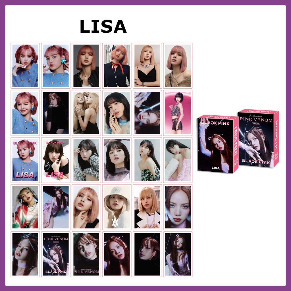 30pcs/box BP Album Pink VENOM Photocards LISA JENNIE JISOO ROSE Lomo Kartu Hitam Pink Kpop Postcards READY STOCK Blackpink Blackpink