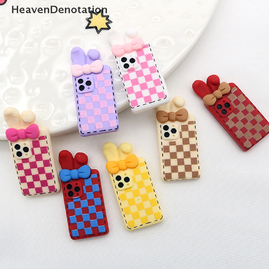 [HeavenDenotation] 1pc Ornamen Rumah Boneka mini Kartun Telinga Kelinci Lucu model Handphone HDV