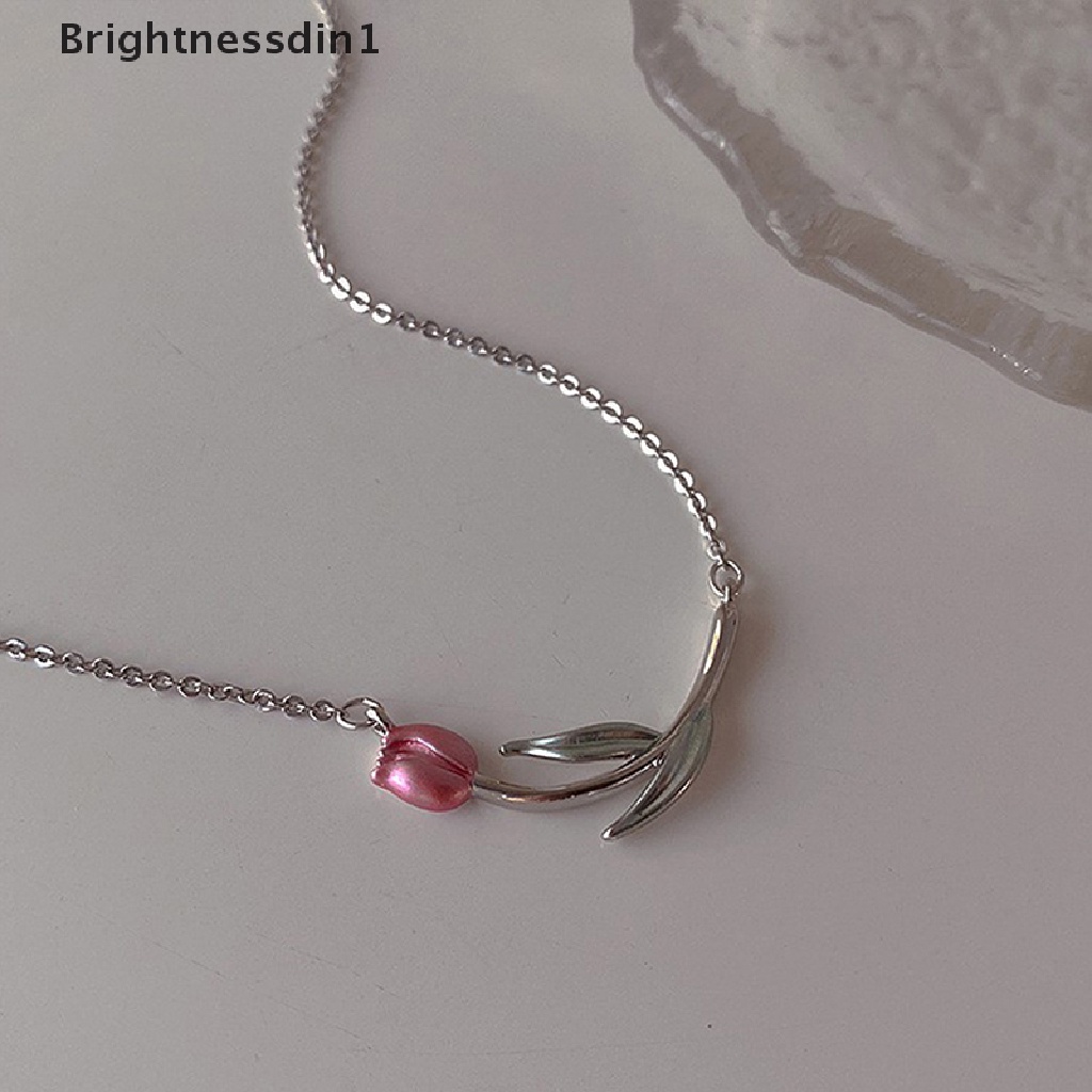 [Brightnessdin1] Korea Bunga Mawar Liontin Kalung Untuk Wanita Vintage Boho Resin Berlian Imitasi Rantai Kalung Glamour Choker Kerah Pesta Hadiah Butik