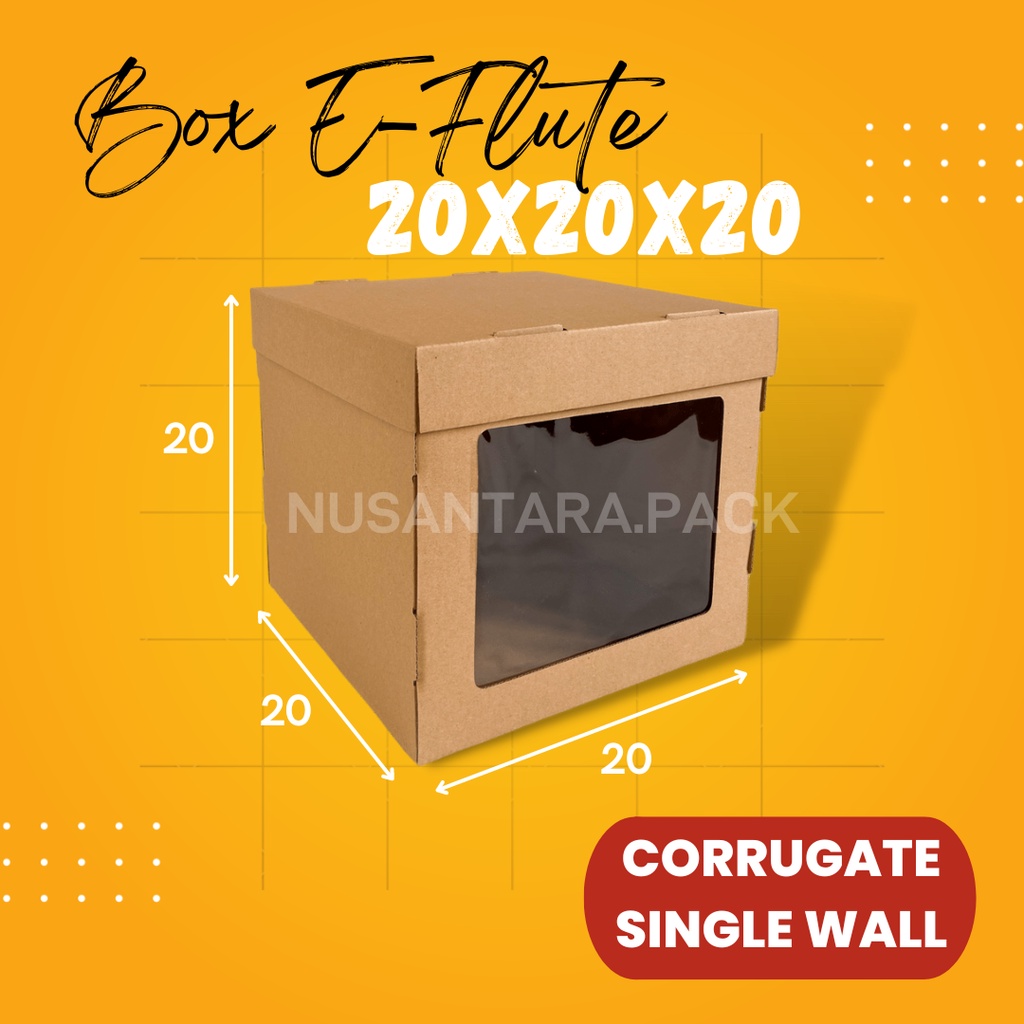 

E-FLUTE Dus Kue Tart Corrugated Box Cake Pudding Chiffon Hampers 20x20x20