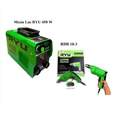 Paket 3 item RYU Mesin Las 450 Watt Ryu + Bor 10 Mm + Gerinda 4 Inch Ryu Mesin trafo las / inverter MMA 120 IGBT Ryu paket hemat 3 item