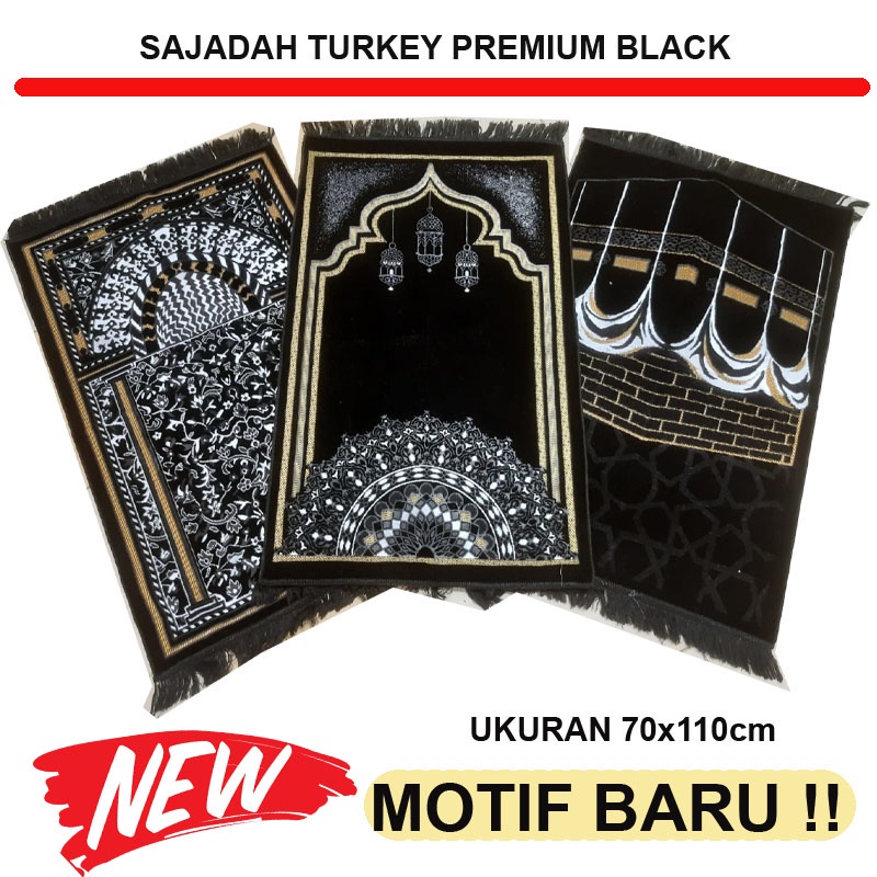 Sajadah   Sajadah TurkiTurkey Hitam Black Motif Hajar Aswad Kiswah Kiswa - Souvenir haji dan tahlila