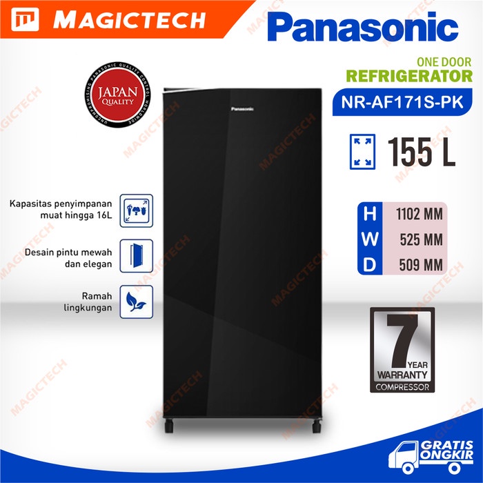 KULKAS 1 PINTU PANASONIC NR-AF171S-PK 155L - HITAM (NR-AF171S)