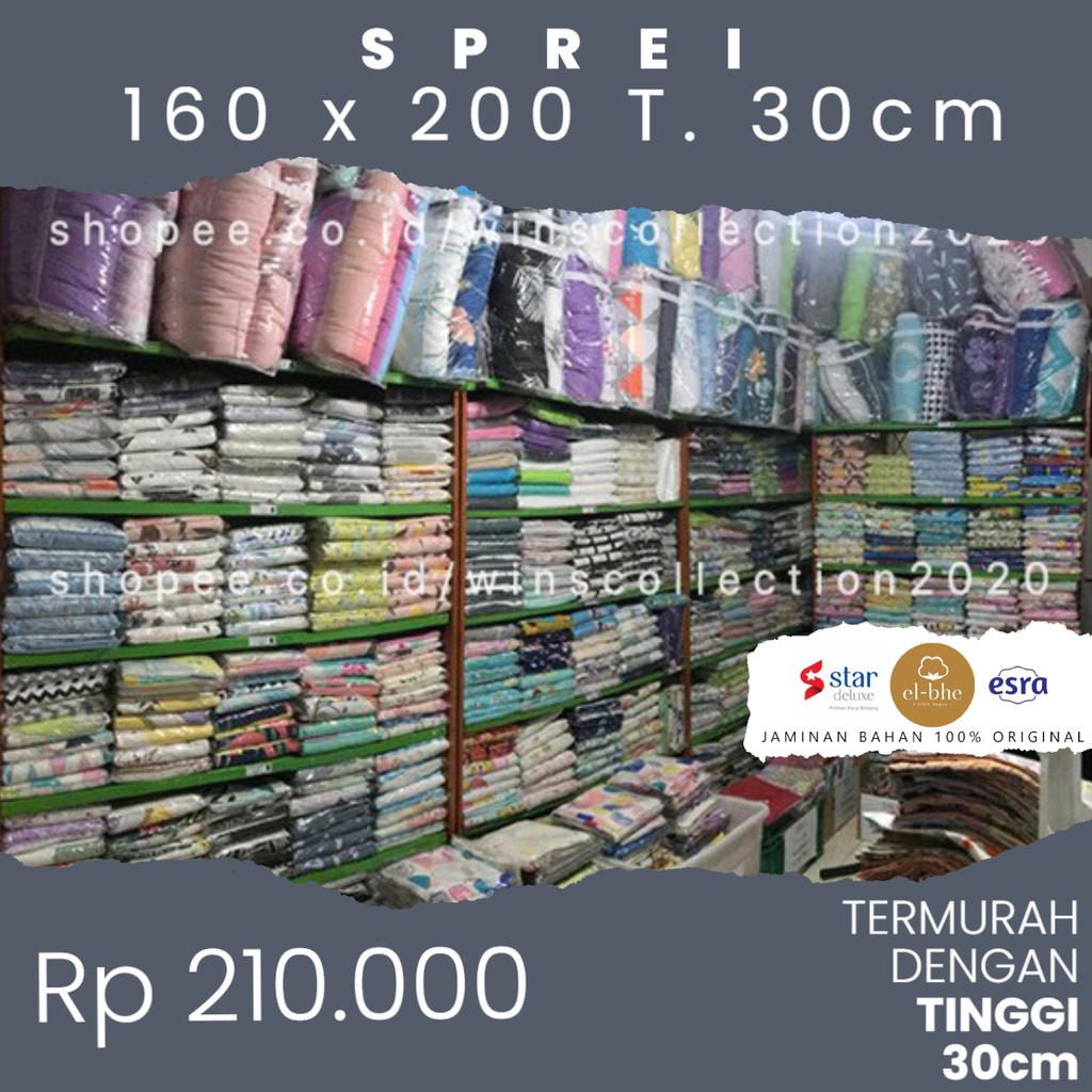 [160 x 200 T.30cm] SPREI STAR & ESRA KATUN CVC KATUN CVC TERMURAH PRODUSEN / SUPPLIER TANGAN PERTAMA