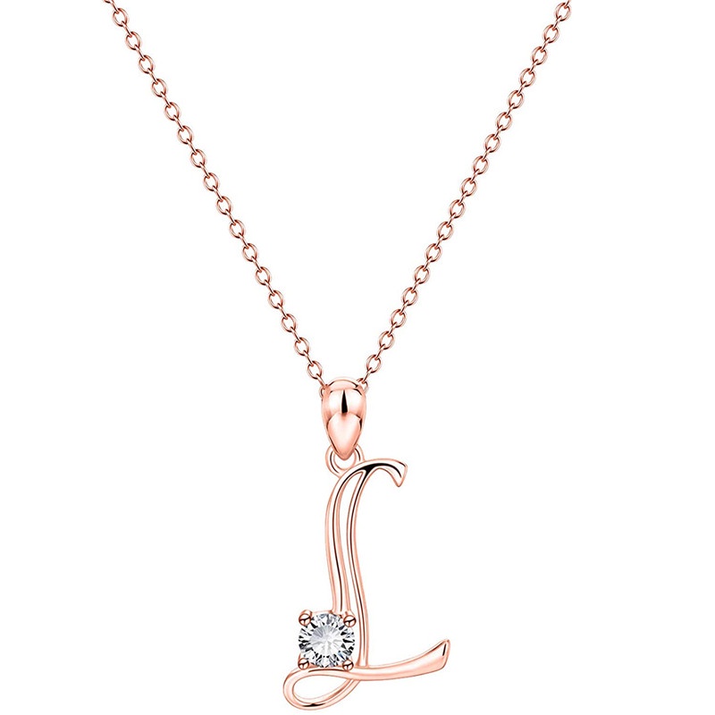 [AYBx] Baju Kaos Distro Pria Wanita Lengan Pendek Kalung Inisial Huruf Rose Gold Alfabet Berlian Liontin Nama Aaa Zircon Necklace Birthday