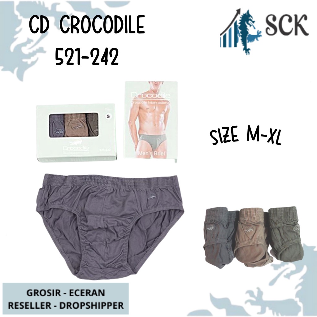 [ISI 3] CD Pria CROCODILE 521-242 Pinggang Karet Biasa / Celana Dalam Crocodile / PAKAIAN DALAM Pria - sckmenwear GROSIR