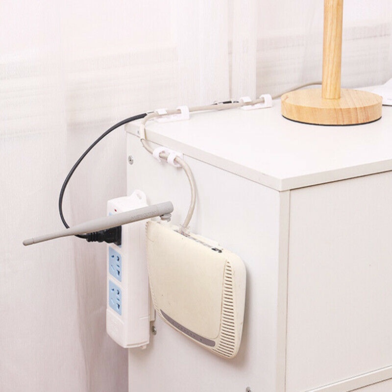 Putih Self-adhesive Wall Hooks Socket Storage Holder Stop Kontak Yang Dipasang Di Dinding Baris Fixer Kabel Kawat Rumah Organizer Mulus Power Strip Holder