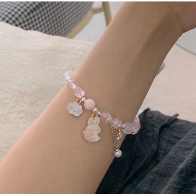 【Bayar di tempat】2023 Model Baru Gelang Manik-Manik Kristal Mutiara Liontin Bunga Kupu-Kupu Kelinci Untuk Aksesoris Perhiasan Wanita