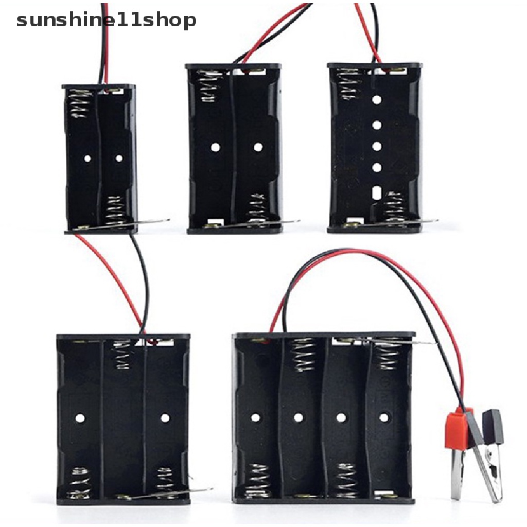 Sho Plastik Ukuran Standar 2x 3x 4x AA 2x AAA Box Case Holder Dengan Kawat Lead Side By Side Box Connecg Solder N