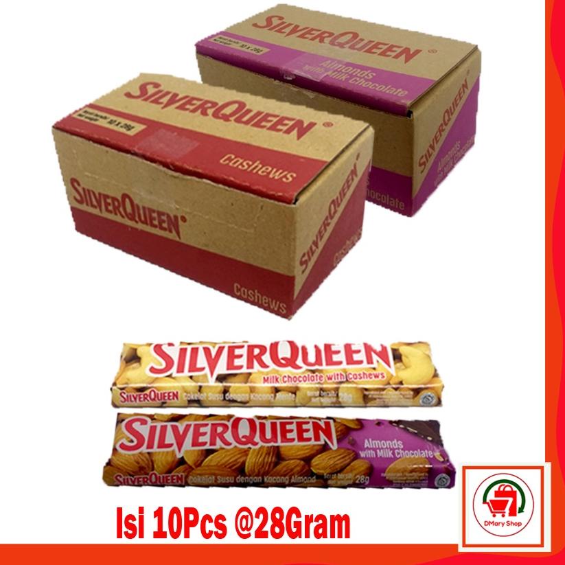 

➴ Silverqueen Almonds Cashews Milk Chocolate 1 Box Isi 10Pcs 250Gram ☻