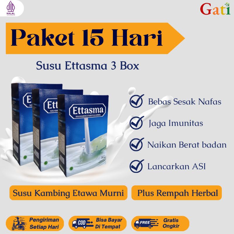 

Paket 15 Hari Ettasma - Susu Kambing Etawa Murni Untuk Pernafasan/Stamina/Promil