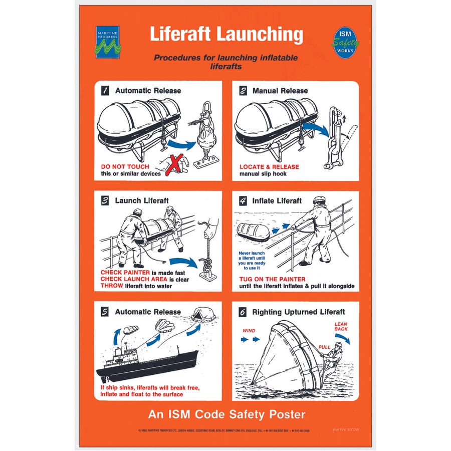 

STICKER SAFETY SIGN IMO PERKAPALAN LIFERAFT LAUNCHING 32X48 / STIKER KESELAMATAN / STIKER SAFETY SIGN MURAH