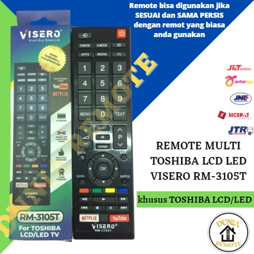 Remot Remote TV TOSHIBA Smart Multi Visero 3105T android smart LED LCD tanpa setting