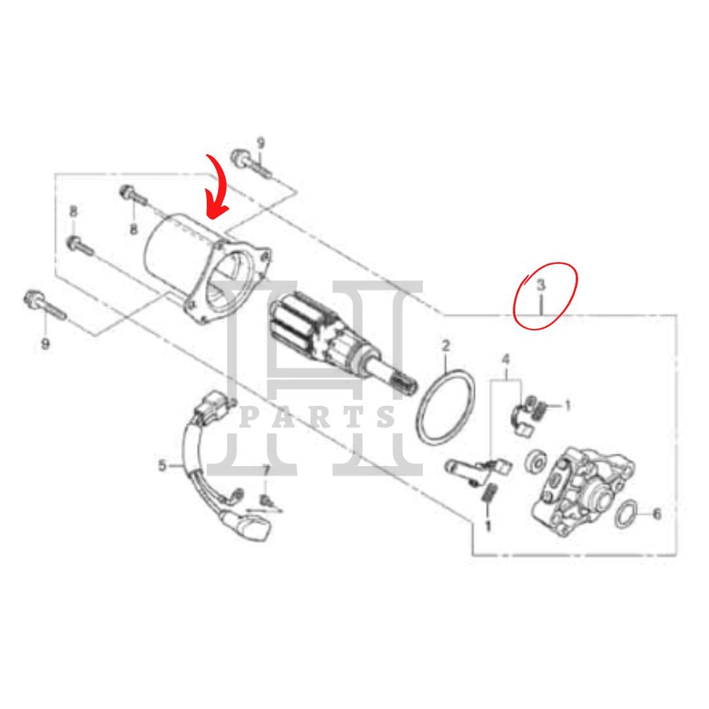 DINAMO STARTER MOTOR UNIT START BLADE 110 KWB REVO 110 FI 31210-KWB-921 ASLI ORIGINAL AHM HGP HONDA