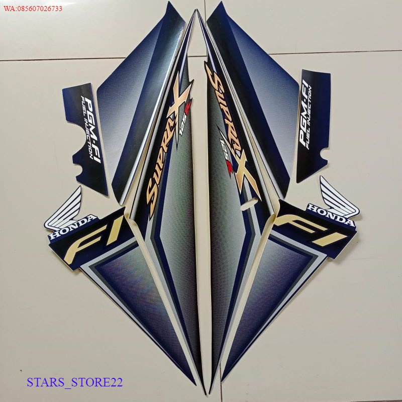 (ORI) striping honda supra x 125 r 2009 2010 pgm fi injeksi body abu biru list body standar KUALITAS