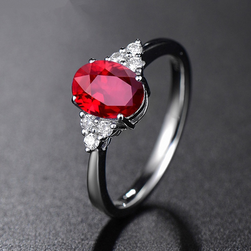 Goldkingdom Fashion Perhiasan Aksesoris Ready Stock Klasik Putri Angsa Warna Telur Harta Karun Cincin Set Dengan Safir Zamrud Merpati Merah Darah Pembukaan Cincin Perempuan