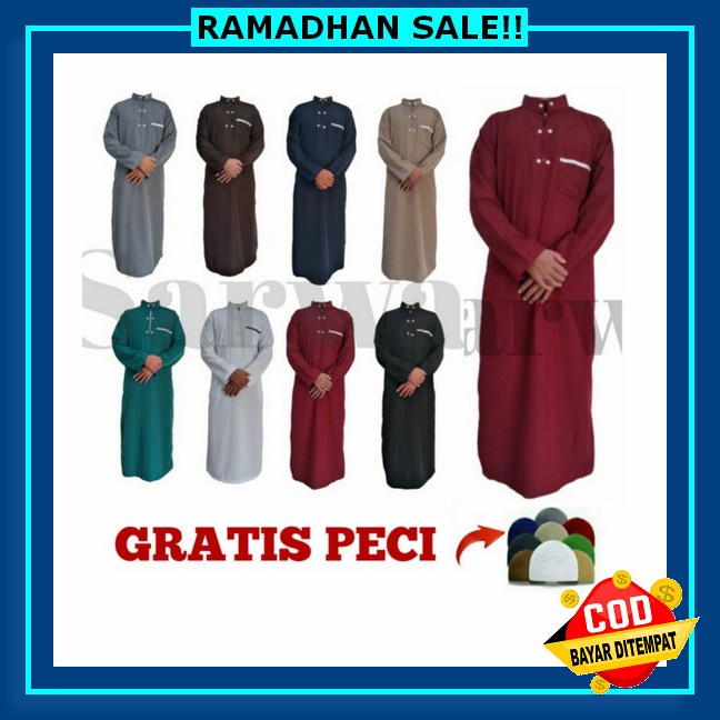Gamis Haromain | Jubah Alharamain | Al Haramain Wool Premium Manset Kancing Kotak Premium | Al Harom