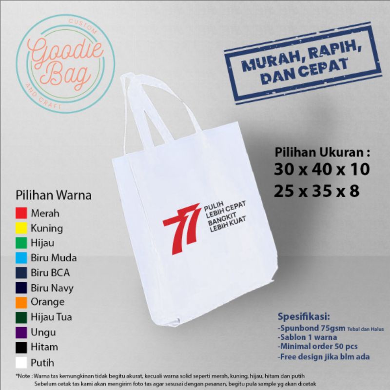 

Tas Goodie Bag Press Murah | Tas Sablon Sovenir Untuk Berbagai Usaha Murah