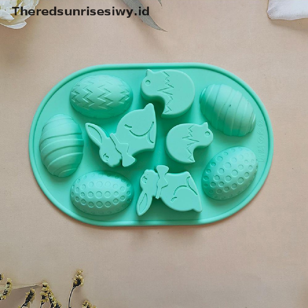 # Baju Lebaran # Easter Cetakan Silikon Kelinci Berwarna Telur Coklat Kue Permen Sabun Mold Dekorasi Liburan Baking Tools Homemade~