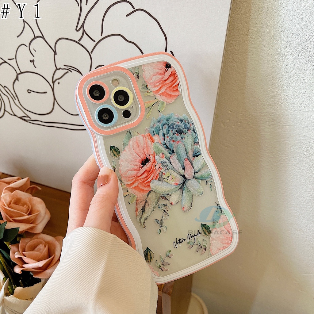 Redmi Note 11S 11 Pro Redmi 10C 10A 9A Note10 5G Note 10S 9C 9T Note9 Note8 Poco X3 Pro NFC Poco M3 Pro Bunga Dan Kaktus Tepi Melengkung TPU Phone Case Binteacase