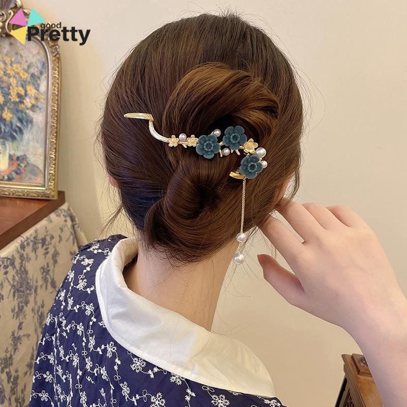 Jepit Rambut Jepit Rambut Kelas Atas Peri Kuno Gaya Peri Kuno Bunga Plum Temperamen Wanita yang Indah - PD