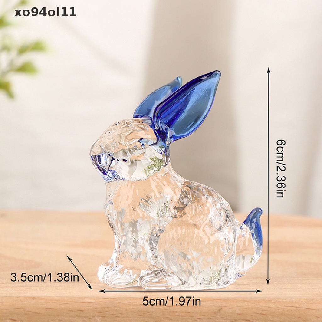 Xo Patung Kelinci Kaca Animal Bunny Patung Kristal Ornamen Miniatur Taman OL