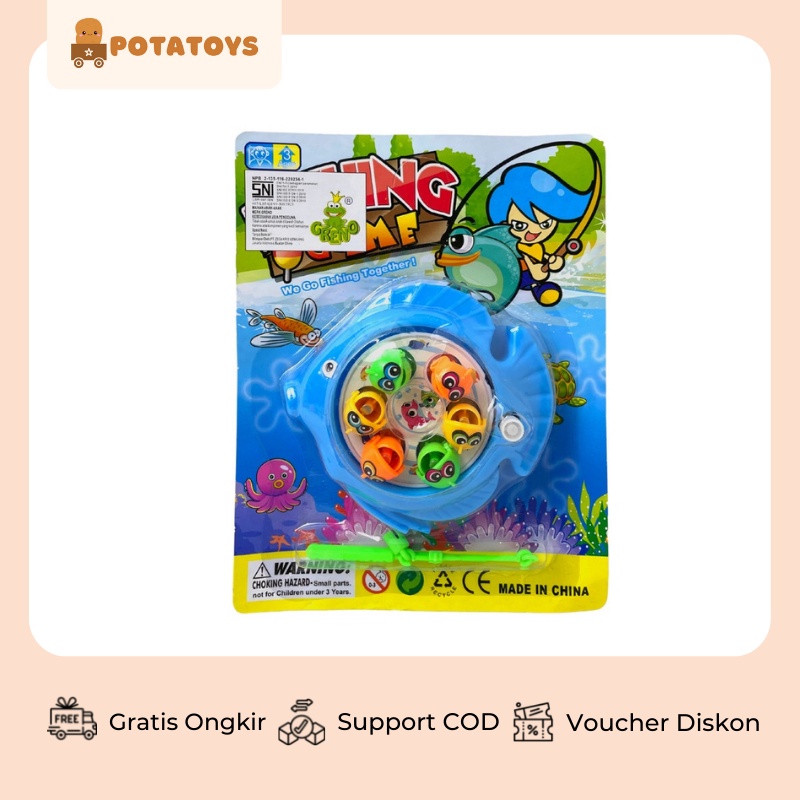 [ Potatoys ] Mainan Pancingan Ikan / Mini Fishing Game  / Kolam Pancingan Magnet Putar