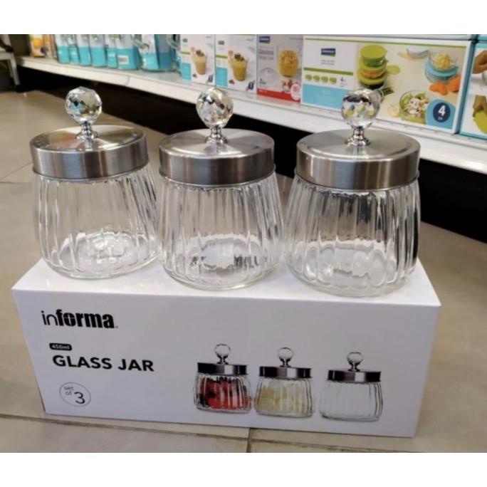INFORMA TOPLES KACA KEDAP UDARA TEMPAT KUE LEBARAN 3 PCS YH54634UJ
