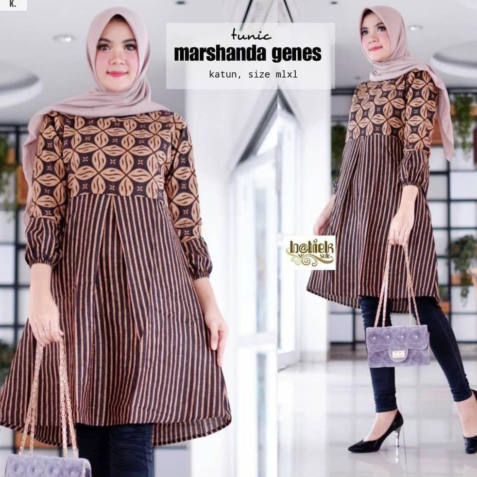 LANGSUNG KIRIM TUNIK BATIK MARSHANDA GENES TUNIK BALON ATASAN BATIK WANITA