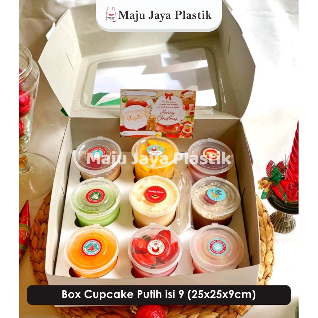

BOX CUPCAKE ISI 9 DGN INNER 25x25x9 cm box natal cupcake pie DUS DOS HAMPERS CAKE TART KOTAK