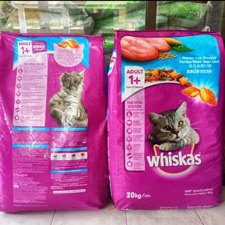 GRAB/GO-JEK Makanan Kucing Whiskas Ocean Fish Flavour Adult Kemasan 20KG / Whiskas Adult Oceanfish