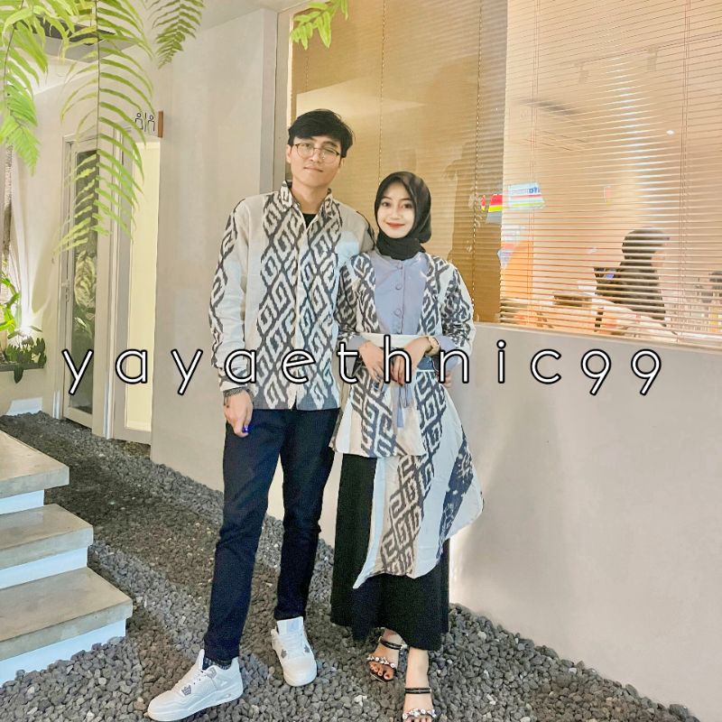 [READY STOK] Set couple marwa, tunik tenun troso, marwa tunik, kemeja Koko tenun troso