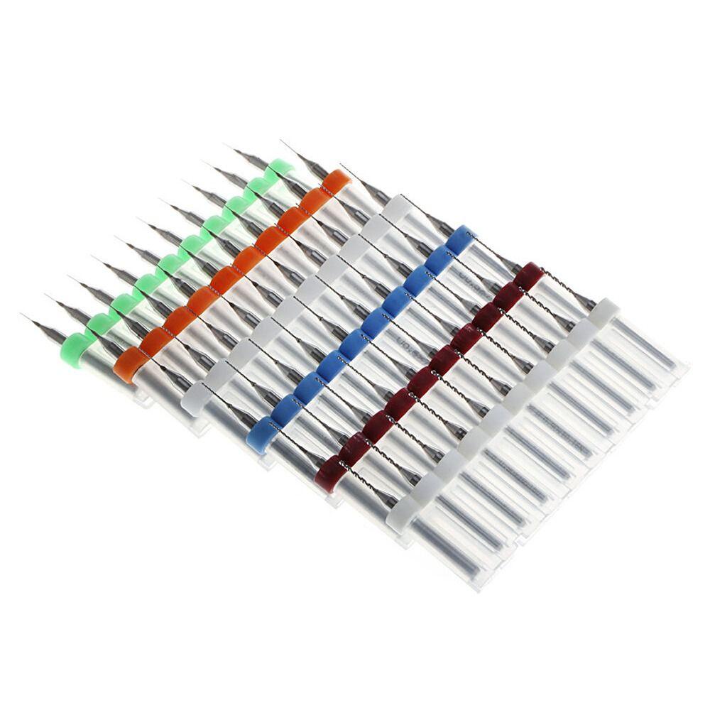 Nanas 10pcs Mata Bor PCB Tahan Lama Untuk Cetak Papan Sirkuit CNC Alloy Tungsten Steel 0.1mm-1.0mm