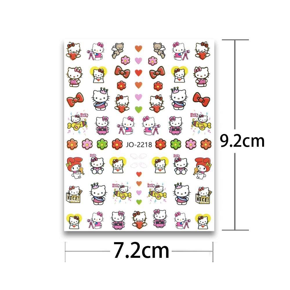 Mxbeauty Kartun Stiker Kuku Wanita Lucu Cinta Hati Ikatan Simpul Manikur Aksesoris Beruang Kitty Cat Nail Stickers