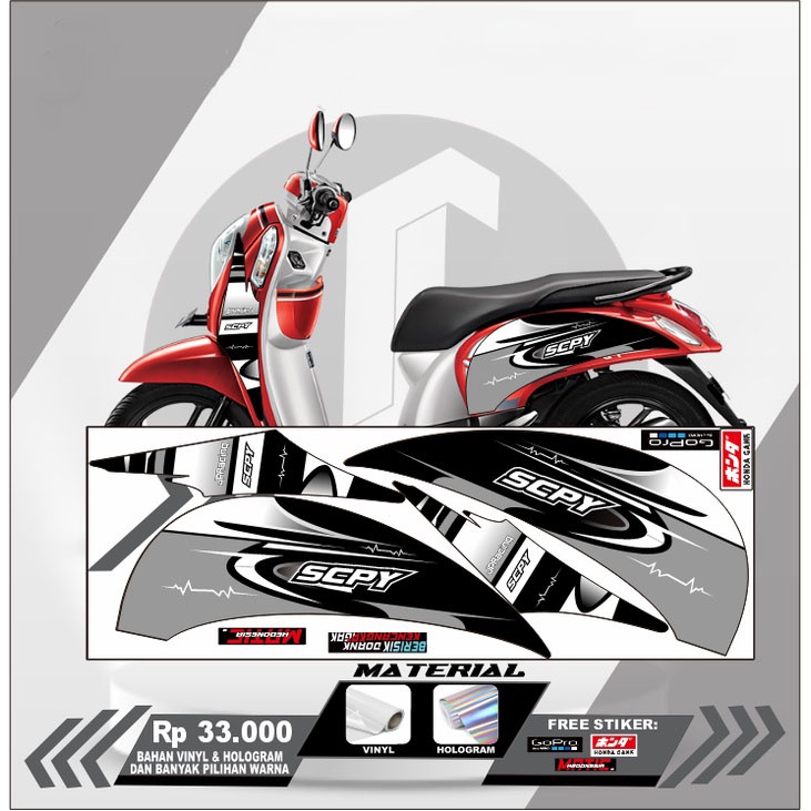 STIKER STRIPING HONDA SCOOPY 2014-2017 - LIS VARIASI SCOOPY DESAIN RACING DECAL SCOOPY 2014-2017