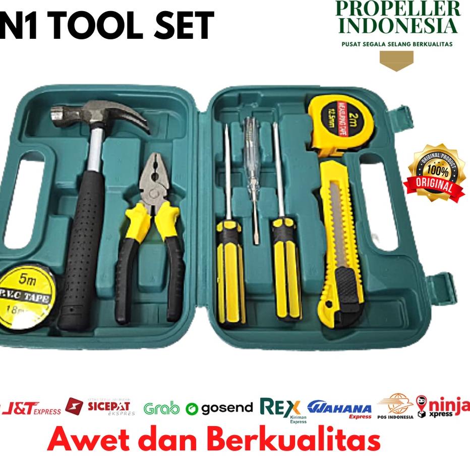 ➢ Toolkit Set Perkakas Tukang Alat Tukang 9in1 Tool Set Alat Pertukangan ✿