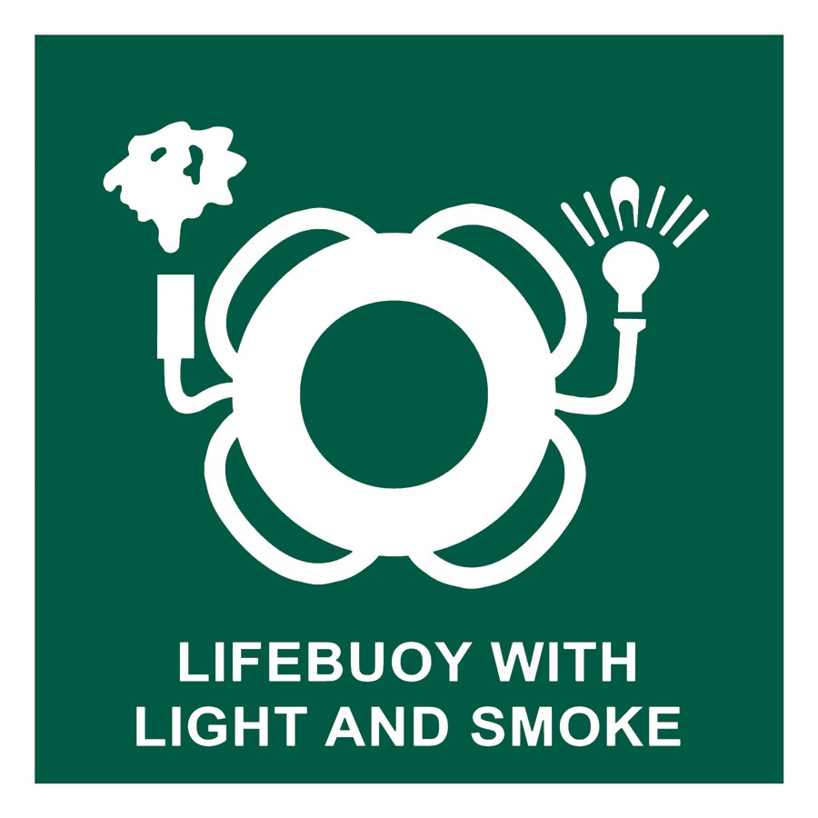 

STICKER SAFETY SIGN IMO PERKAPALAN LIFEBUOY WITH LIGHT AND SMOKE 15X15 / STIKER KESELAMATAN