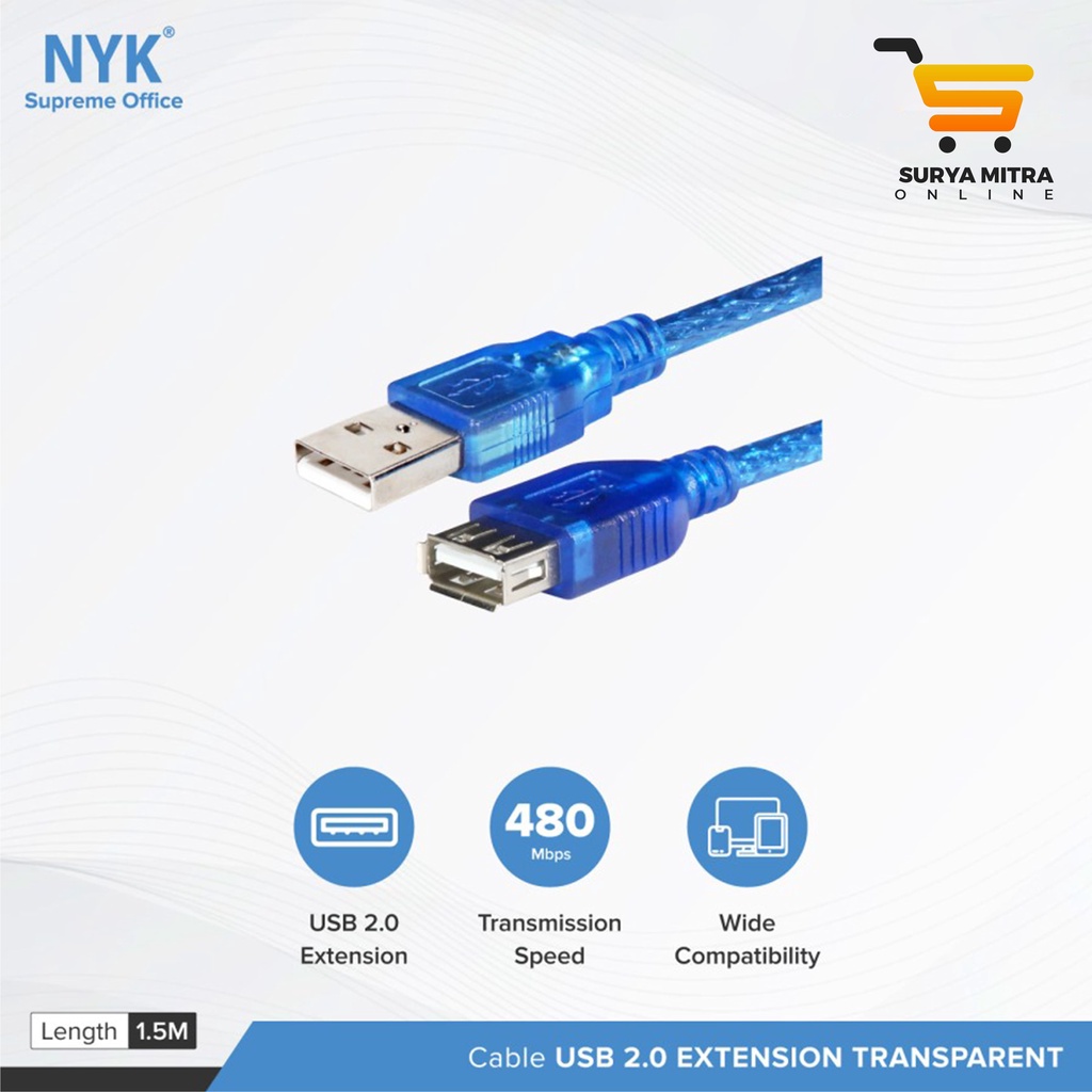 Kabel Perpanjangan USB Extention 2.0 Merek NYK 1.5m
