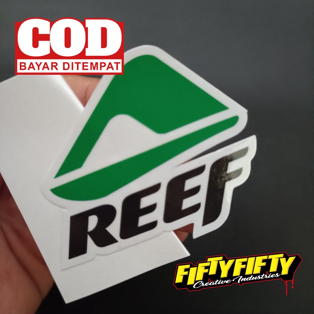 Stiker Print Cut REEF Stiker Printing Laminasi Glossy Stiker Motor Mobil Helm Sudah Membentuk Pola Desain