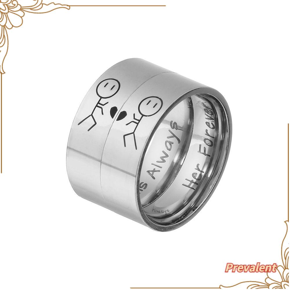 Preva 1PC Cincin Pecinta Fashion Pernikahan Band Perhiasan Pertunangan Pasangan