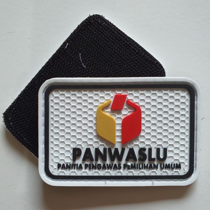 patch rubber logo panwaslu kotak dasar putih / panitia pengawas pemilihan umum / pemilu / tempelan emblem karet velcro
