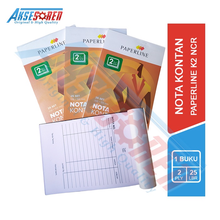 

Aksesoren Nota Kontan 2 Ply Paperline [PPL-NK-K2-NCR/1 Buku] / Kertas Nota Pembelian K2 / Buku Nota Barang Belanjaan / Struk Total Harga