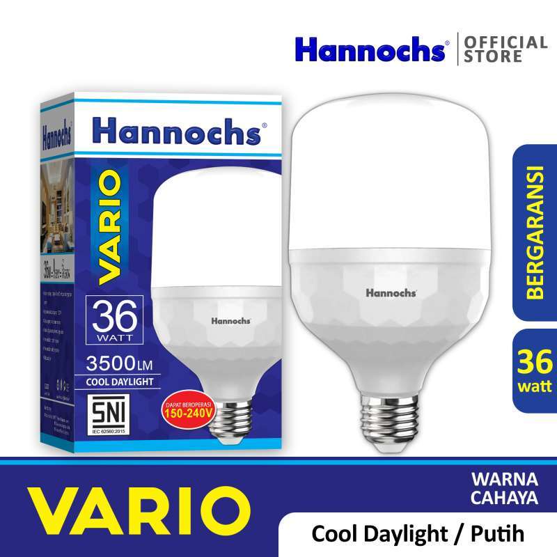 Hannochs Vario Bohlam Lampu LED 6-12-18-22-24-30-32-36-45-50 Watt Cool Daylight Putih